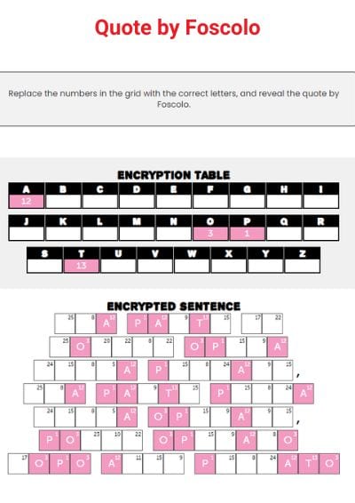 online Italian cryptogram quote by Foscolo