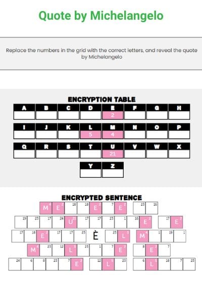 italian online cryptogram quote by Michelangelo