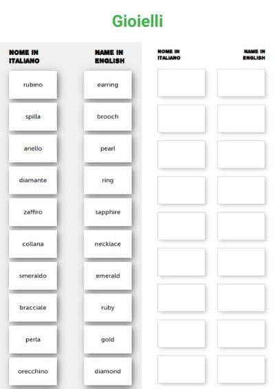 italian word match jewellery