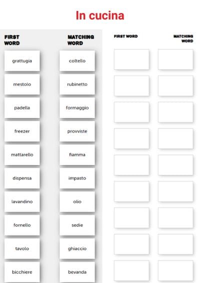 italian kitchen word match