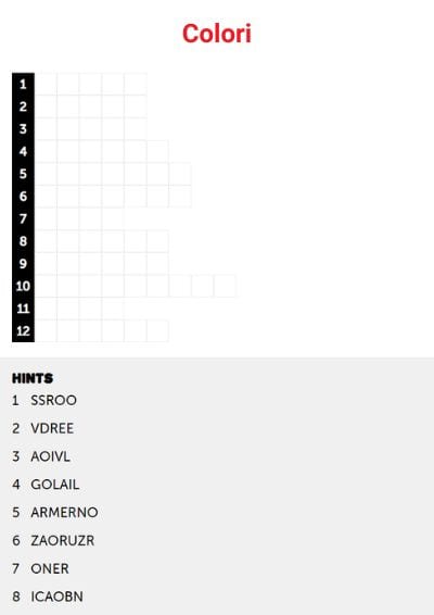 italian word scramble colours in italian
