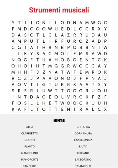 online word search about musical instruments