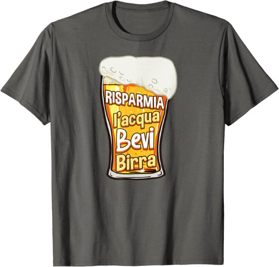 Maglietta uomo divertente con scritta risparmia l'acqua bevi birra
