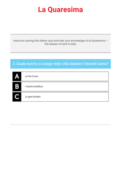 Quiz on La Quaresima - Lent