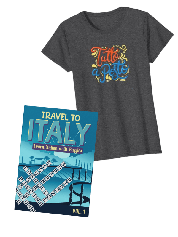 Play Italian t-shirt and book
