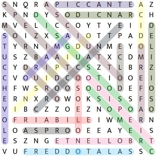 Italian Word Search - Food Adjectives